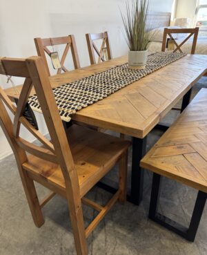 Tulsa Medium Extending Table, 4 Chairs and Bench - WAREHOUSE SALE