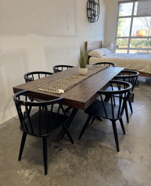 Brooklyn Star Leg Large Dining Table in Coffee Bean & 6 Bogart Chairs - WAREHOUSE SALE