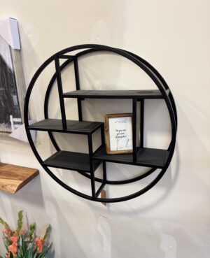 Urban Mango Round Wall Shelf in Black