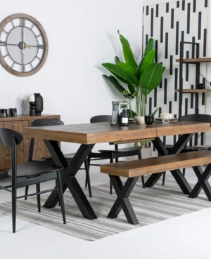 PRE ORDER - Brooklyn Large Extending 180/240cm X Leg Table Set in Cashew