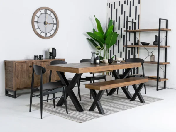 PRE ORDER - Brooklyn Large Extending 180/240cm X Leg Table Set in Cashew