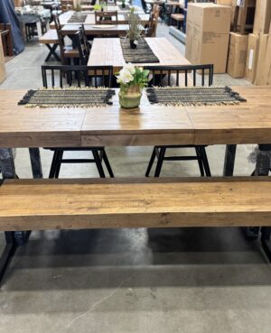 ARRIVING DECEMBER - Brooklyn Large 180/240cm Extending Table, 4 Chairs  & Bench in Cashew