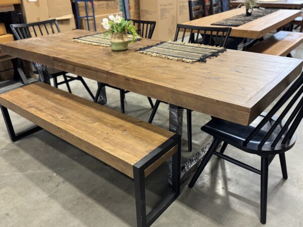 ARRIVING DECEMBER - Brooklyn Large 180/240cm Extending Table, 4 Chairs  & Bench in Cashew - Image 15