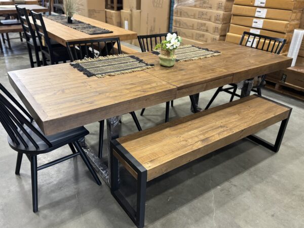 ARRIVING DECEMBER - Brooklyn Large 180/240cm Extending Table, 4 Chairs  & Bench in Cashew - Image 16