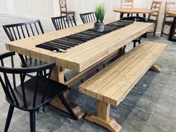 New England 220cm Twin Pedestal Dining Table Set in Buttermilk FINAL SALE - Image 4