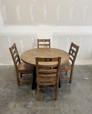 Brooklyn 48” Round Dining Table and 4 Chairs in Cashew - WAREHOUSE SALE