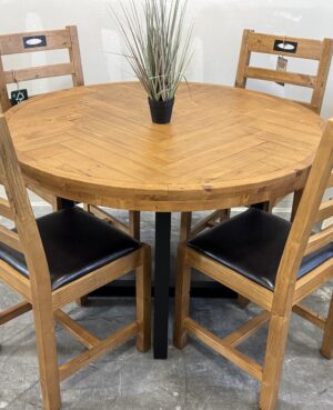Tulsa Round Dining Set in Rustic Natural