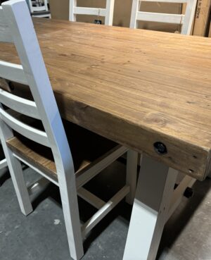 ARRIVES JANUARY - Kai 140/180cm Extending Dining Table, 4 Chairs plus Bench in Two Tone