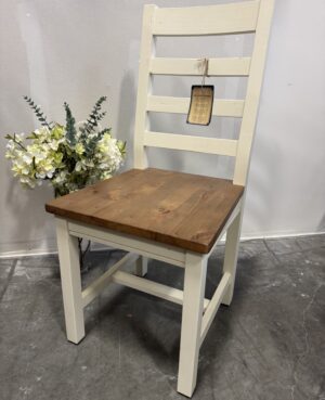 Newport Ladderback Dining Chair with Wood Seat - in Two Tone