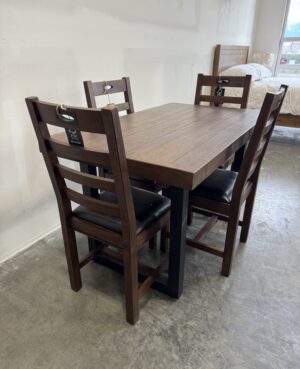 Brooklyn 135/80cm Fixed Top Table Set in Coffee Bean - ARRIVES SEPT