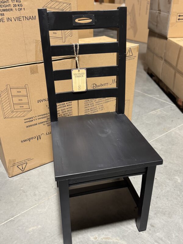 Flea Market Dining Chair with Wood Seat in Matt Black - Image 2
