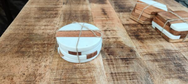 Marble & Wood Heart Coasters - Various Designs - Image 4