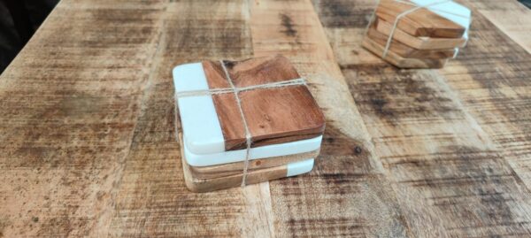 Marble & Wood Heart Coasters - Various Designs - Image 5
