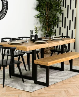 PRE ORDER - Brooklyn Small 140/180cm  Extending Table, 4 Chairs & Bench in Latte