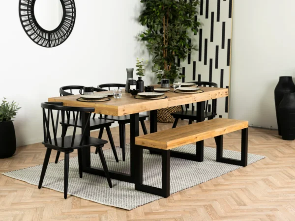 PRE ORDER - Brooklyn Small 140/180cm  Extending Table, 4 Chairs & Bench in Latte