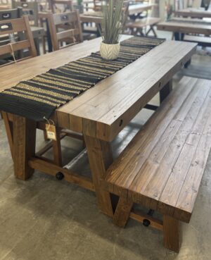 Kai 180/240cm Extending Dining Table & 6 Flea Wood Seat Chairs - in Cashew