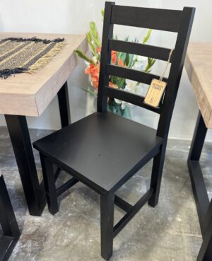 Brooklyn Ladderback Dining Chair with Wood Seat in Black