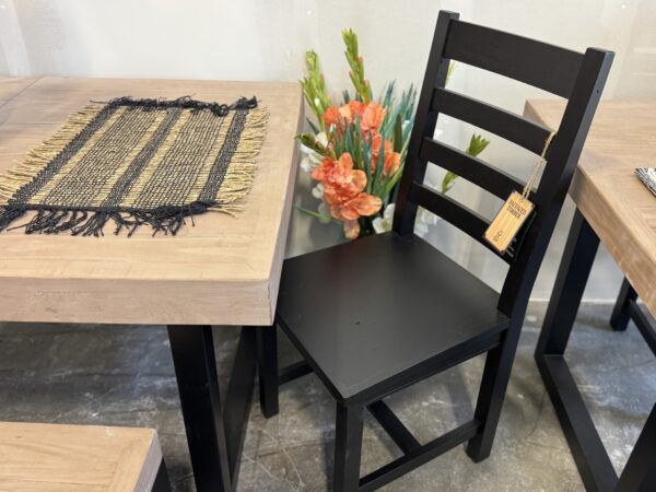 Brooklyn Ladderback Dining Chair with Wood Seat in Black - Image 2
