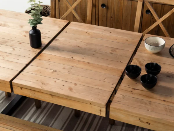 PRE ORDER - Brooklyn Large 180/240cm Extending Table, 4 Chairs & Bench in LIGHT - Image 4