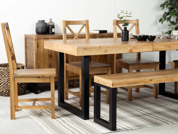 PRE ORDER - Brooklyn Large 180/240cm Extending Table, 4 Chairs & Bench in LIGHT - Image 5