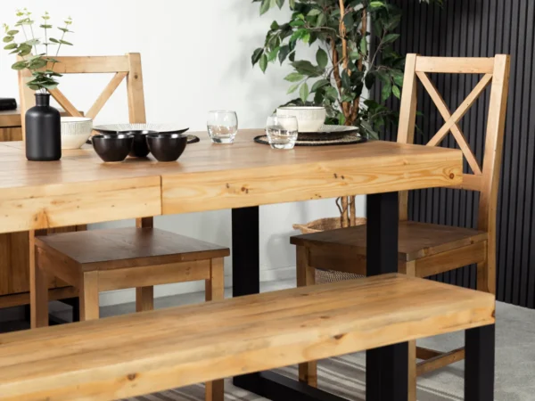 PRE ORDER - Brooklyn Large 180/240cm Extending Table, 4 Chairs & Bench in LIGHT - Image 3