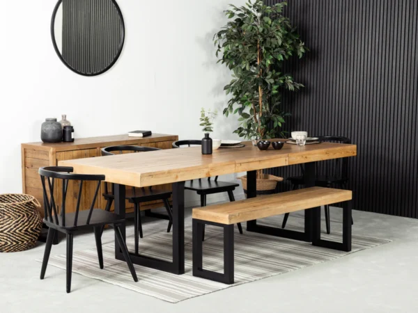 PRE ORDER - Brooklyn Large 180/240cm Extending Table, 4 Chairs & Bench in LIGHT - Image 15