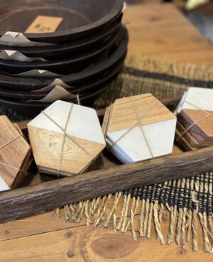 Marble & Wood Coaster Sets