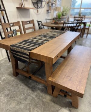 Kai 140/180cm Extending Dining Table & 4 Flea PU Chairs in Cashew