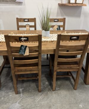 Kai 200cm Dining Table & 6 Flea PU Chairs - in Cashew