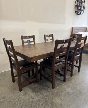 Brooklyn Star Leg Large Dining Table & 6 Chairs in Coffee Bean - WAREHOUSE SALE