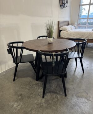 Brooklyn 48” Round Dining Table in Coffee Bean and 4 Bogart Chairs - WAREHOUSE SALE