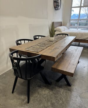 Toronto 200cm Fixed Top Table, 4 Bogart Chairs plus Bench in Old Cashew - WAREHOUSE SALE