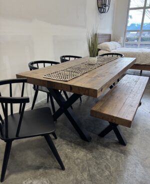Toronto 200cm Fixed Top Table, 4 Chairs & Bench in Old Cashew - WAREHOUSE SALE