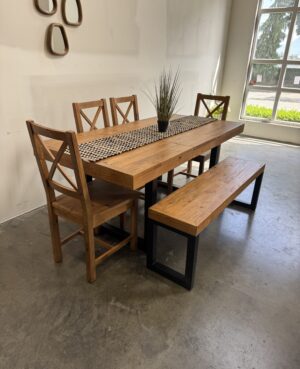 Brooklyn Small 140/180cm Extending Table & Crossback Chair Set in Rustic Natural