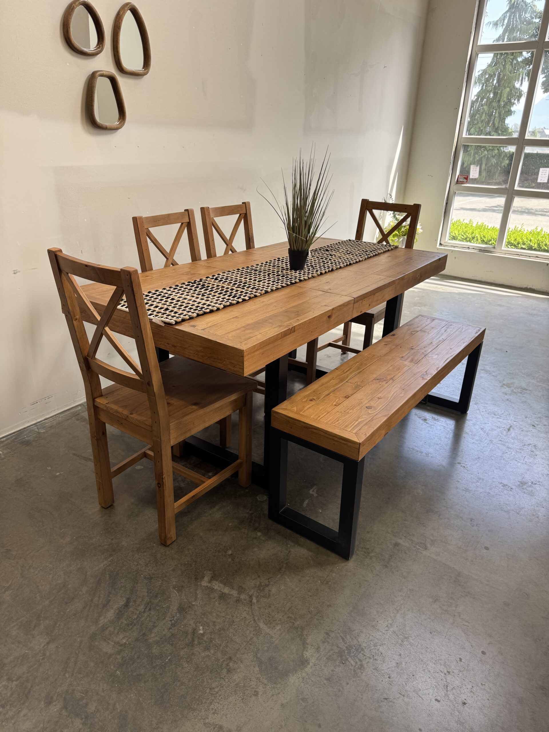 Brooklyn Small 140/180cm Extending Table & Crossback Chair Set in Rustic Natural