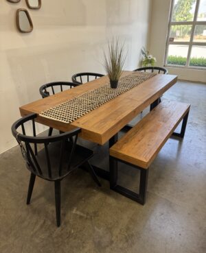 Brooklyn Small 140/180cm Extending Table & Bogart Chair Set in Rustic Natural
