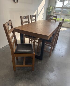 Brooklyn 180/90cm Fixed Top Table Set In Cashew