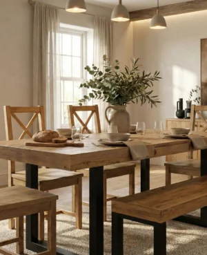 ARRIVES MAY - Brooklyn Small 140/180cm Extending Table in Rustic Natural