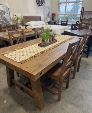 Kai 200cm Fixed Top Table and 4 Crossback Chairs in Cashew