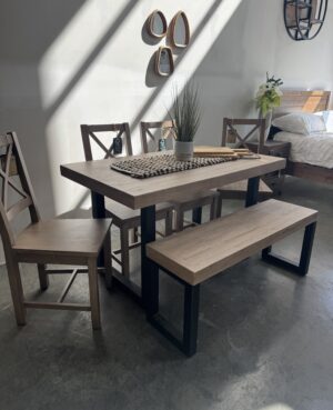 Brooklyn 140/180cm Small Extending Table Set in Latte