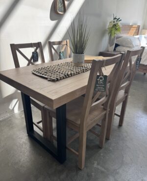 Brooklyn 135/80cm Fixed Top Table & 4 Chairs in Latte