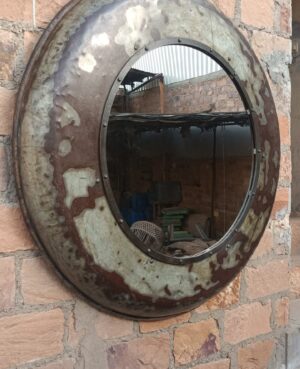 Round Recycled Metal Mirror