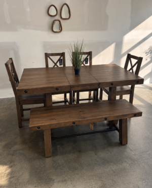 Kai 140/180cm Extending Dining Table Set in Coffee Bean