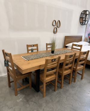 ARRIVES JULY - Brooklyn Large 180/240cm Extending Table & 6 Chair Set in Rustic Natural