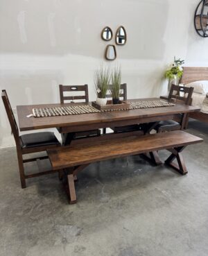 Bavaria 180/220cm Large Extending Dining Table Set in Coffee Bean