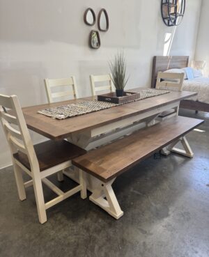 Newport Large 180/220cm Extending Dining Table Set in Two Tone