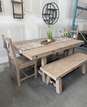 Kai 140/180cm Extending Table & Bench Set in Latte