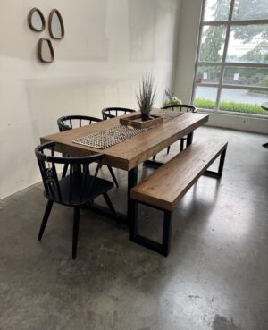 Brooklyn 200/90cm Fixed Top Table & Bogart Black Chairs In Cashew