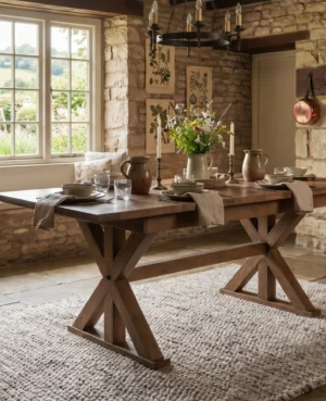 Bavaria Small 140/180cm Extending Dining Table in Cashew