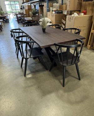 Live Edge Dining Table and 6 Spindle Chairs